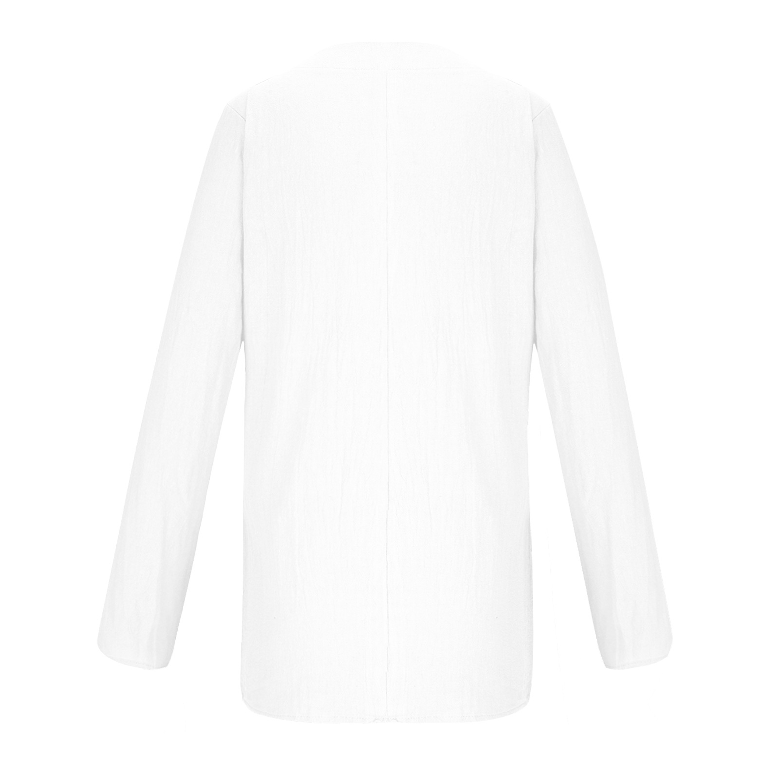 Women's Amazon cotton and linen round neck long sleeve loose T-shirt-006