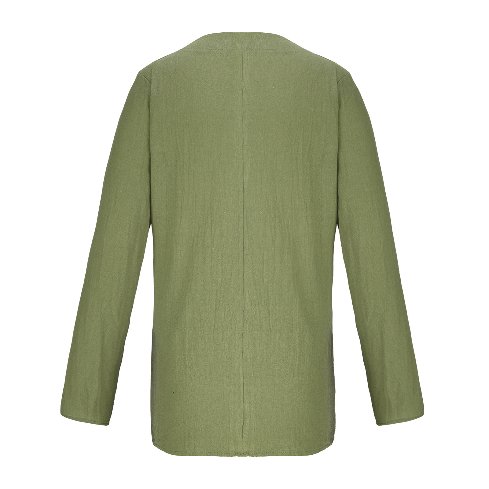 Women's Amazon cotton and linen round neck long sleeve loose T-shirt-006