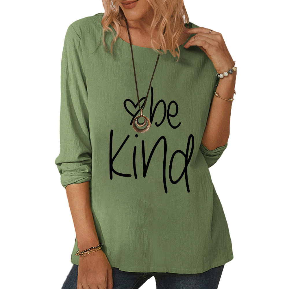 Women's round neck long sleeve exciting heart print casual loose top-021