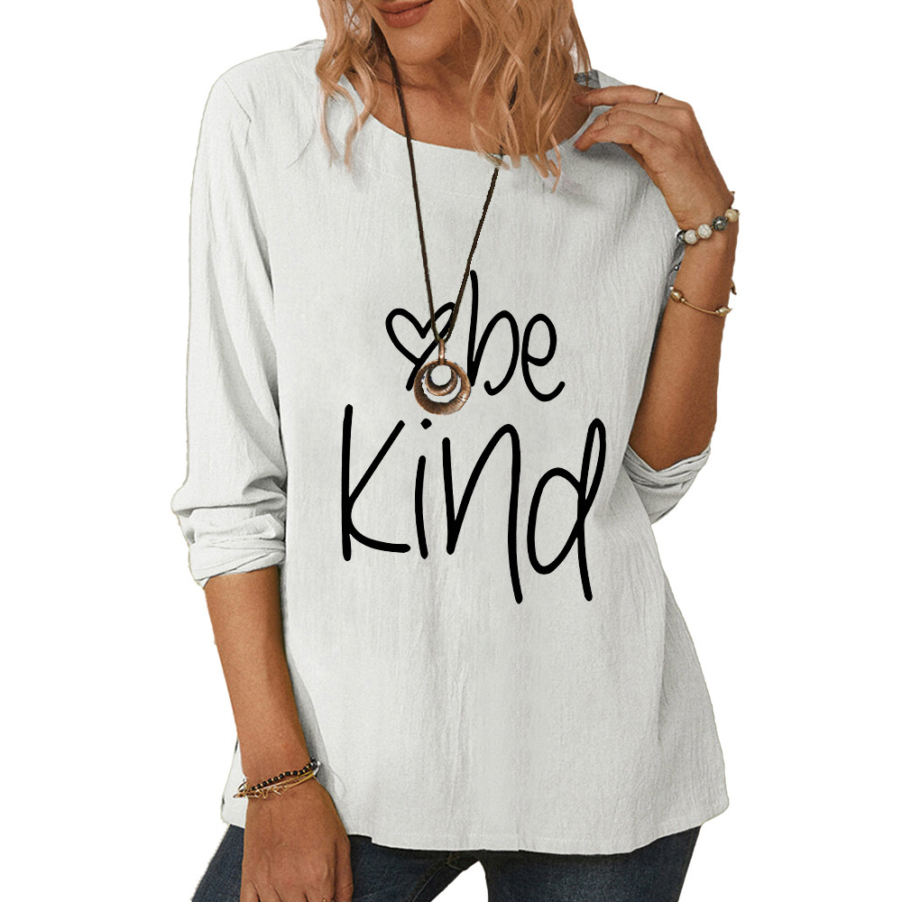 Women's round neck long sleeve exciting heart print casual loose top-021