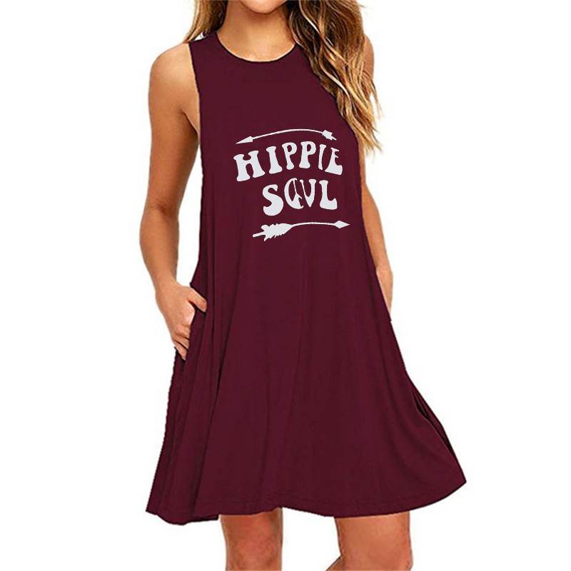 Rennifu hippie print sleeveless slim fit A-line dress-028