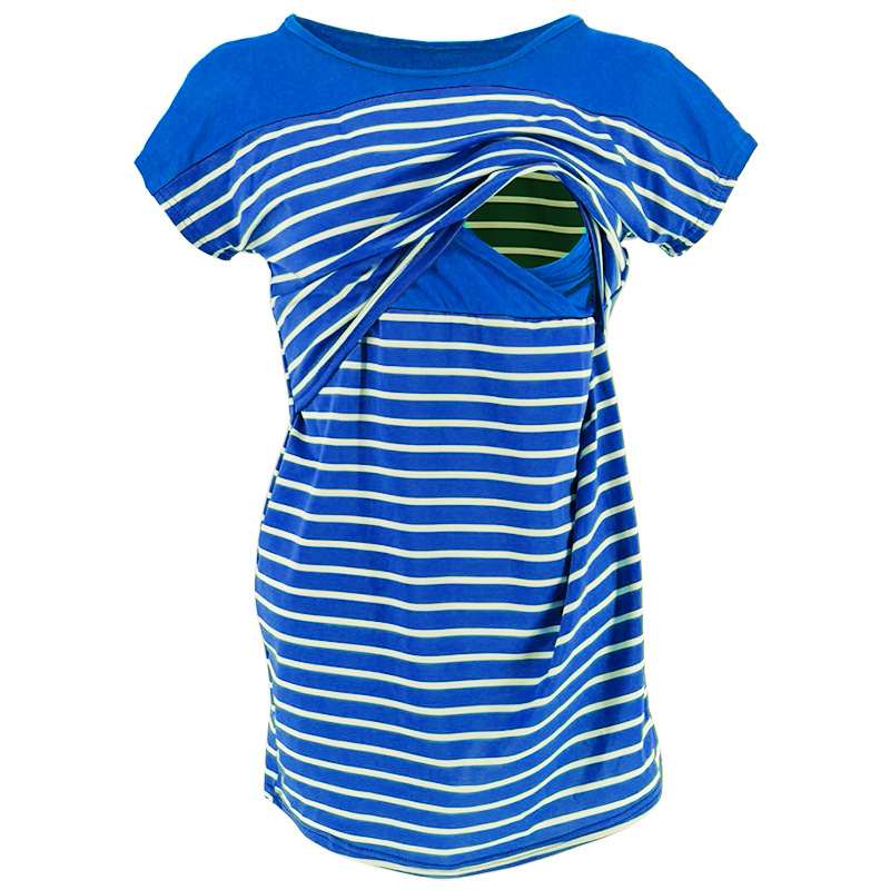 Maternity wear Striped color matching nursing T-shirt Nursing clothes-048