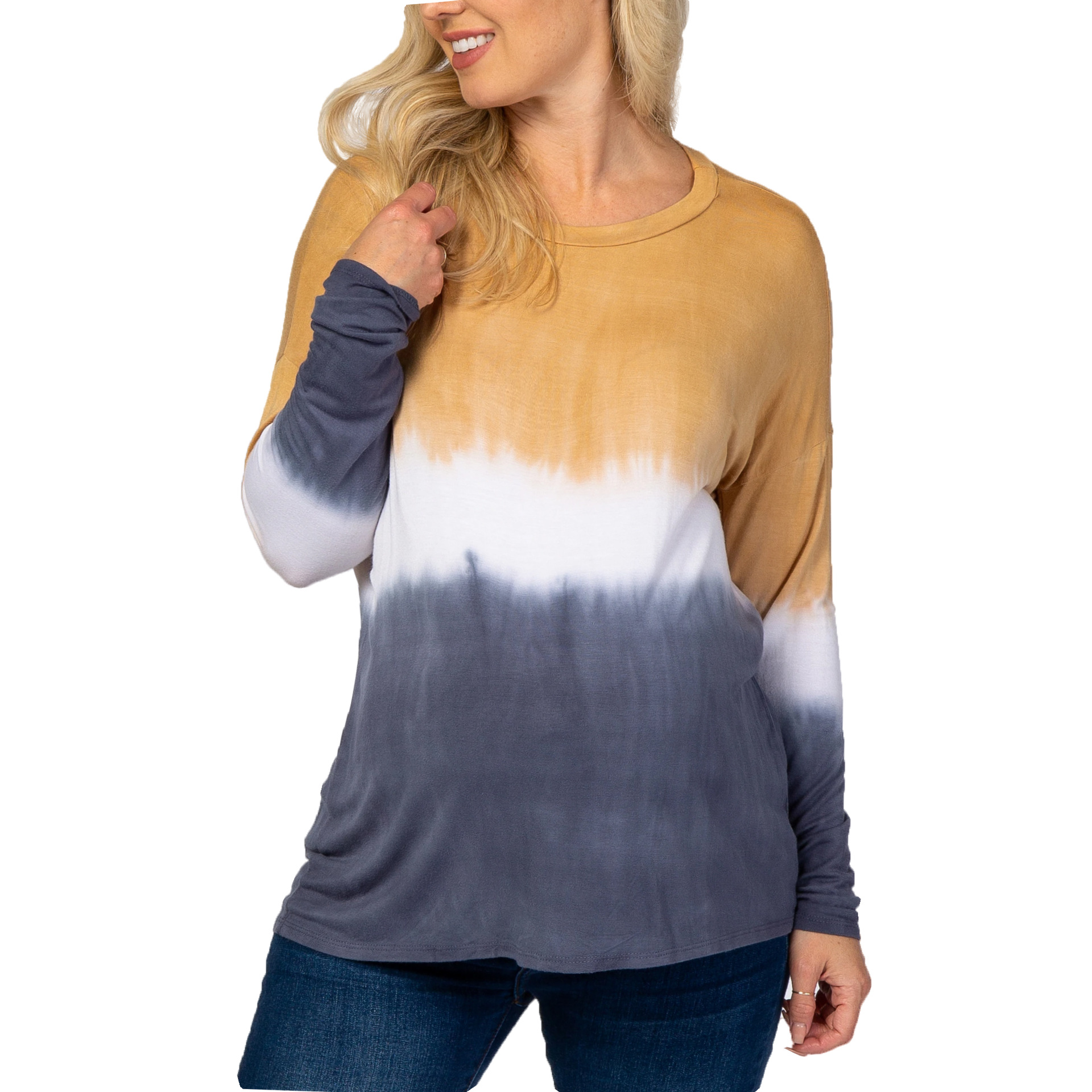 Tie-dyed light-colored printed round-neck long-sleeved warm T-shirt-003 02