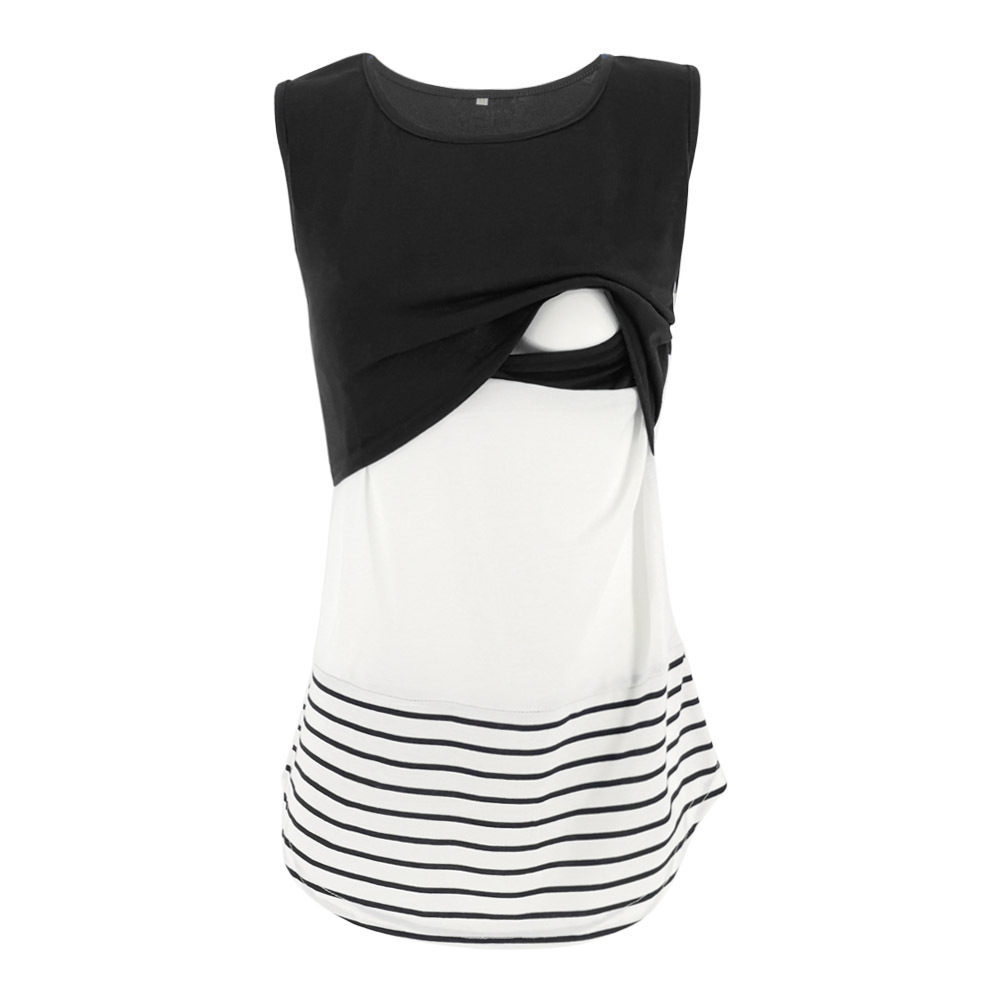 Maternity wear round neck sleeveless vest nursing T-shirt women's tops-052 02