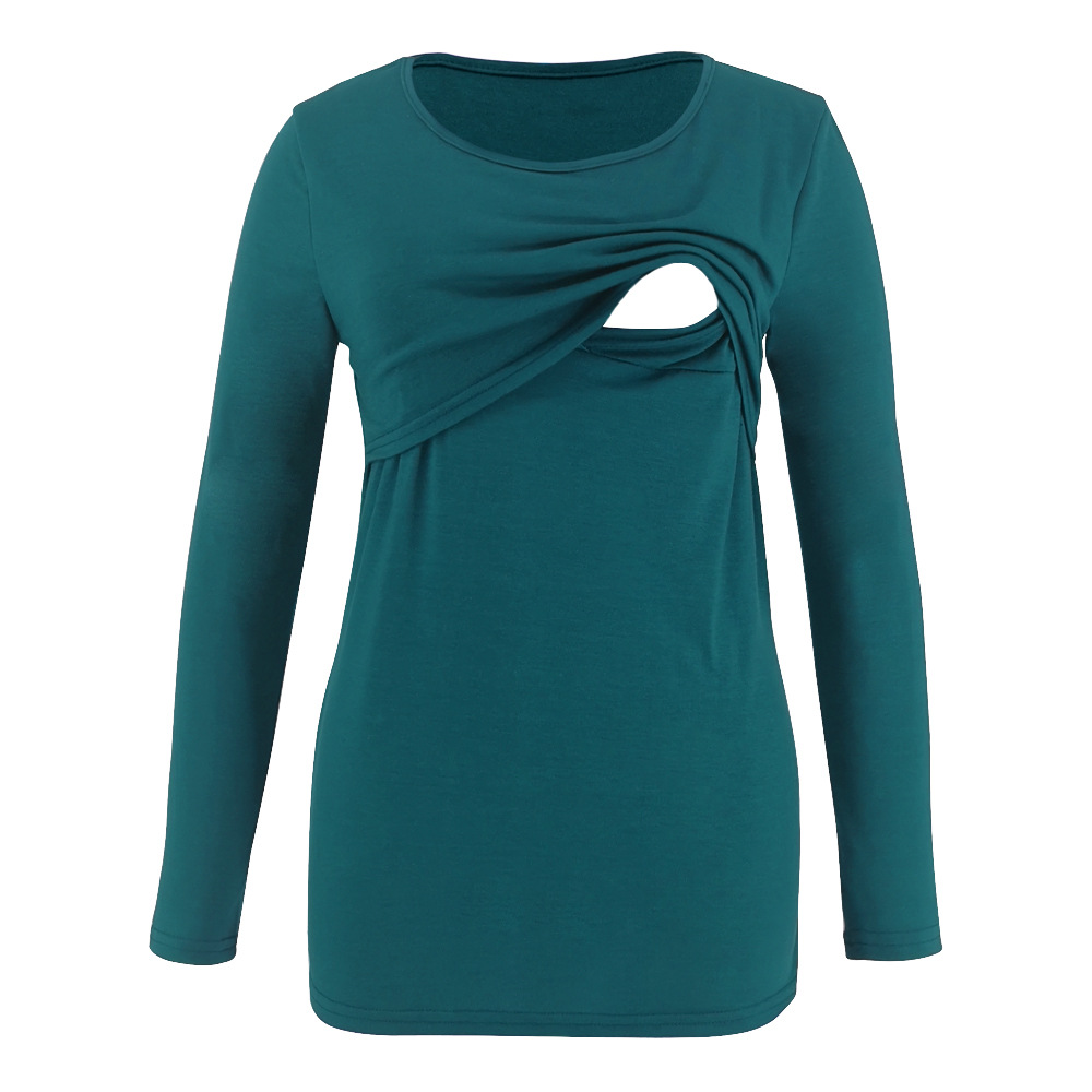 Maternity wear long sleeve round neck bottoming nursing T-shirt-055