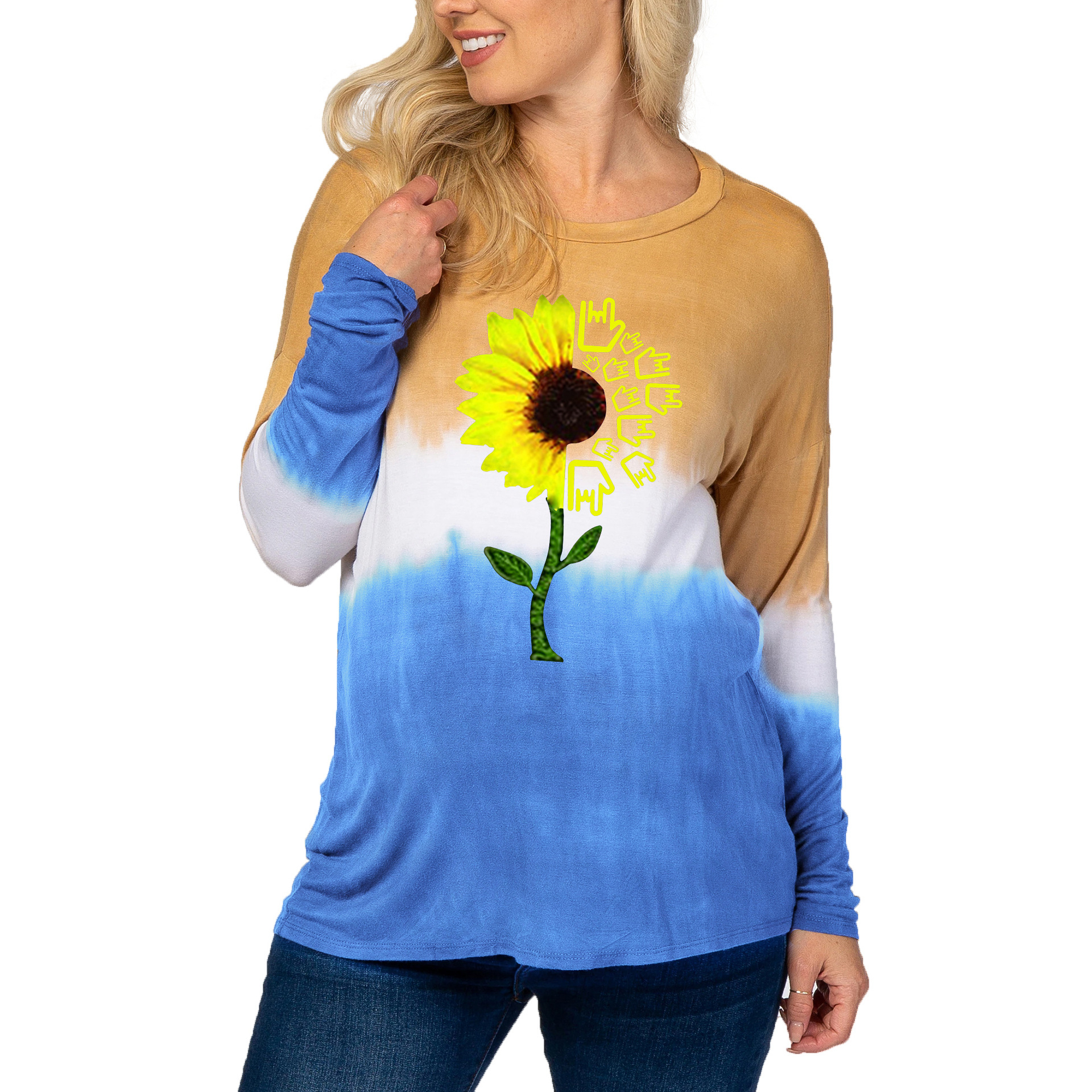 Maternity wear tie-dye gradient chrysanthemum print T-shirt-057 02