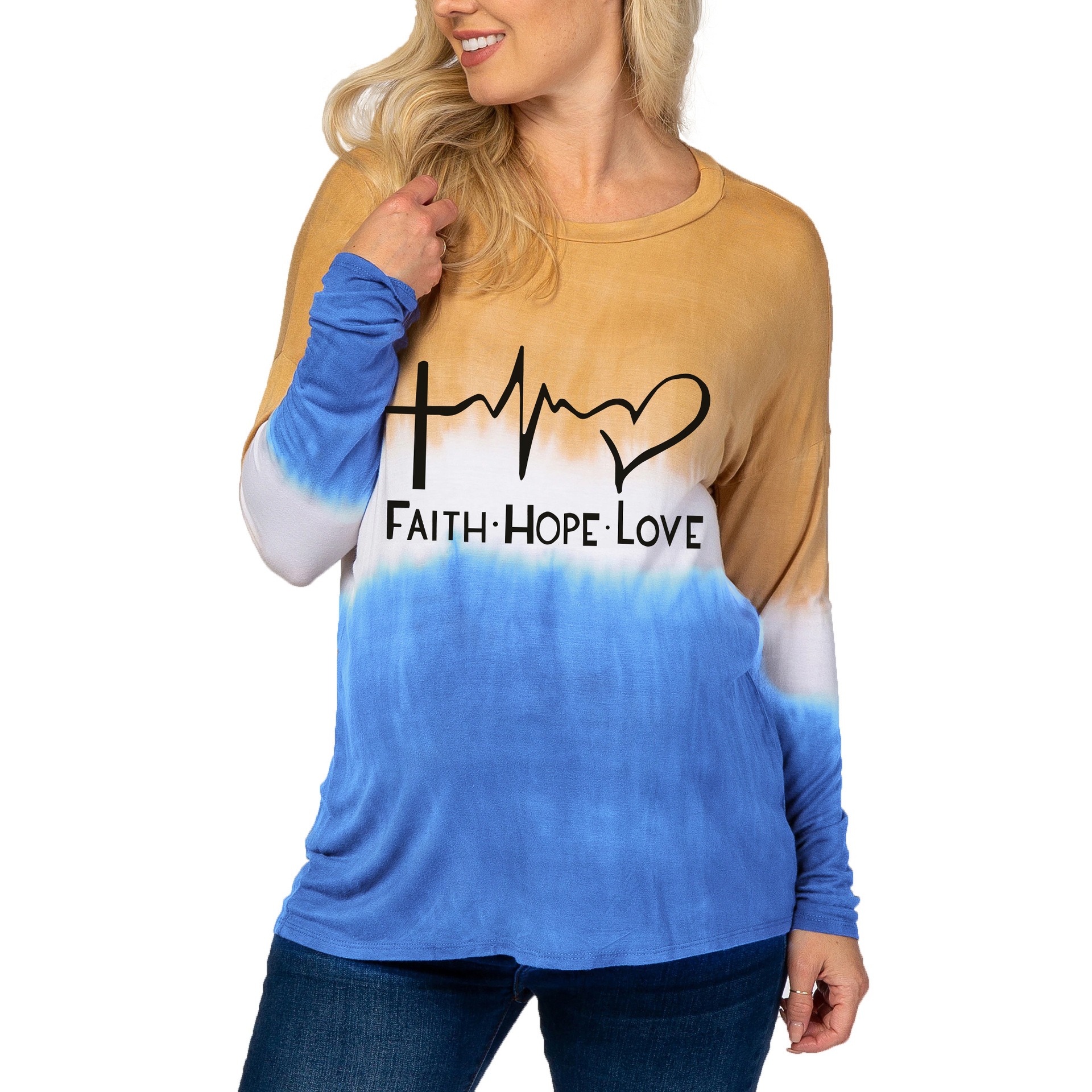 Maternity Tie-Dye Gradient Printed Warm T-Shirt-056 02