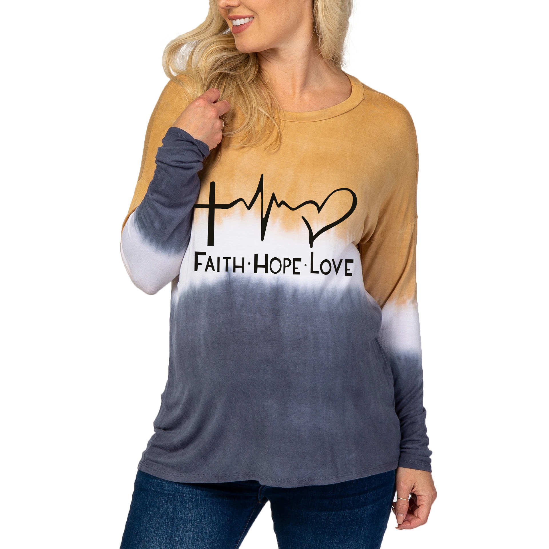 Maternity Tie-Dye Gradient Printed Warm T-Shirt-056 01