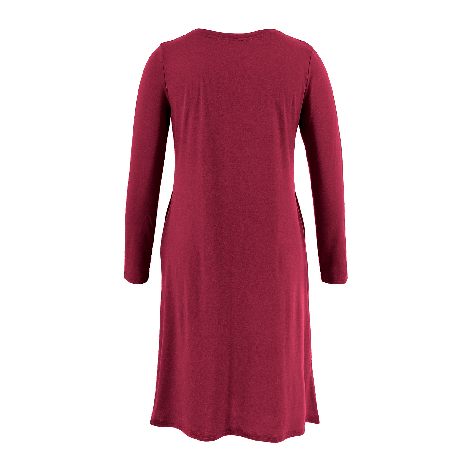 Maternity Christmas tree print long sleeve pocket dress-040