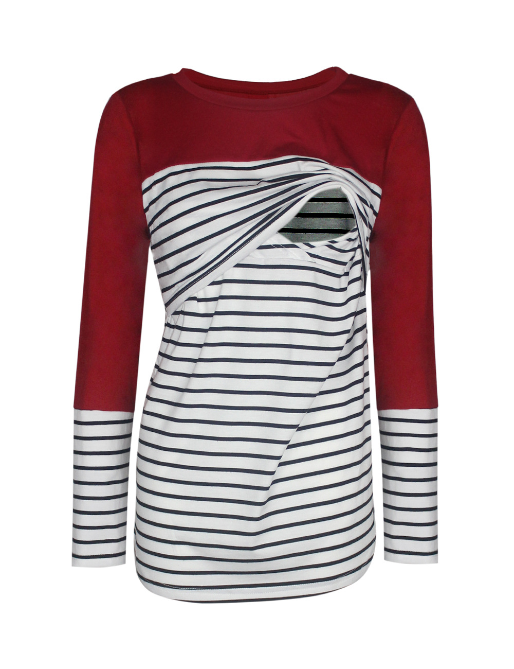 Splicing striped T-shirt Maternity nursing clothes-060 02